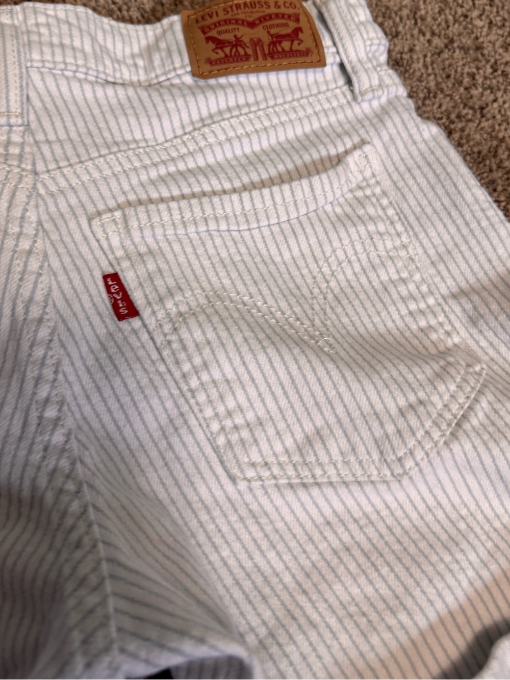 Levi’s Pinstripe Mid Length Shorts